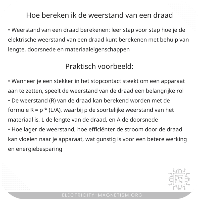Hoe bereken ik de weerstand van een draad?