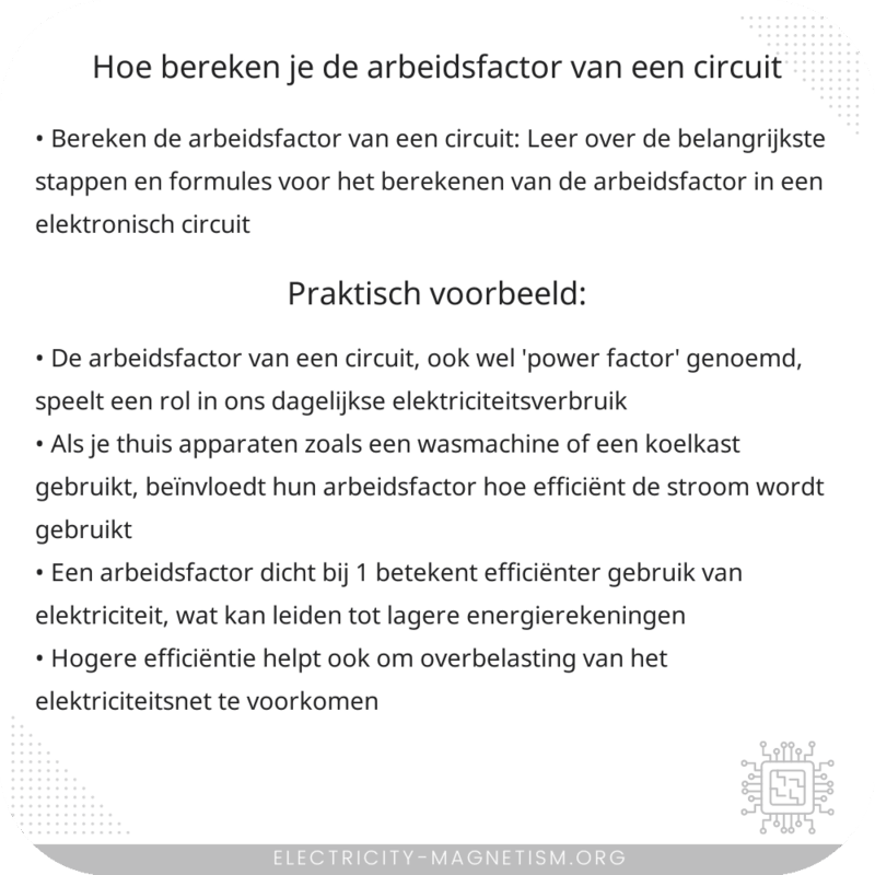 Hoe bereken je de arbeidsfactor van een circuit?
