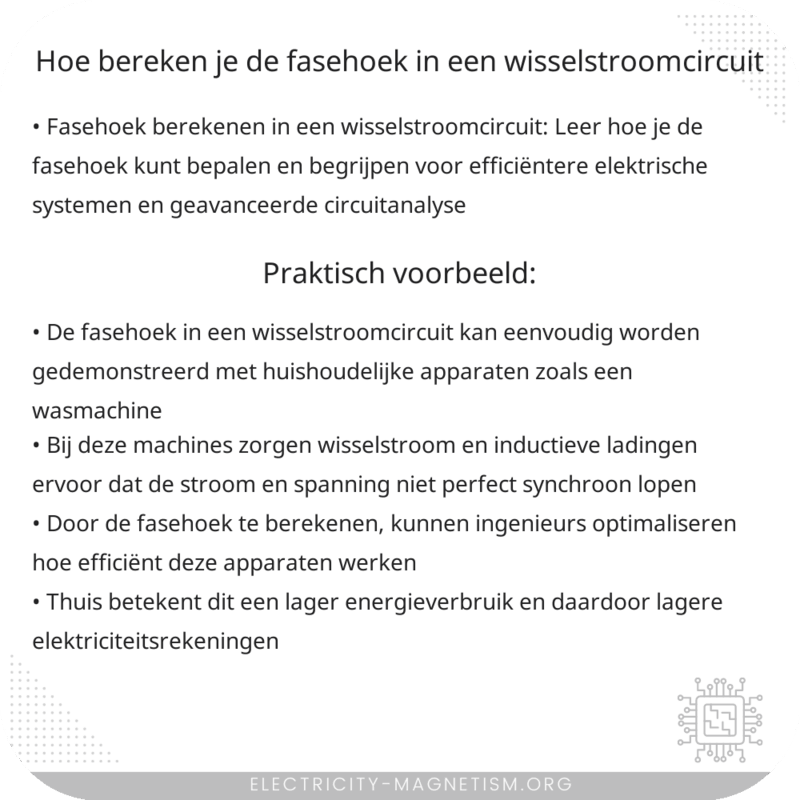 Hoe bereken je de fasehoek in een wisselstroomcircuit?