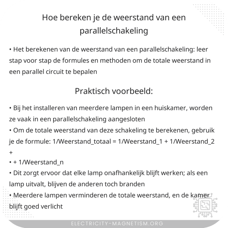 Hoe bereken je de weerstand van een parallelschakeling?
