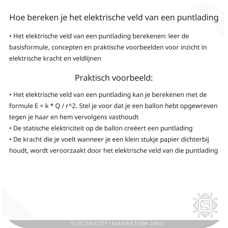 Hoe bereken je het elektrische veld van een puntlading?