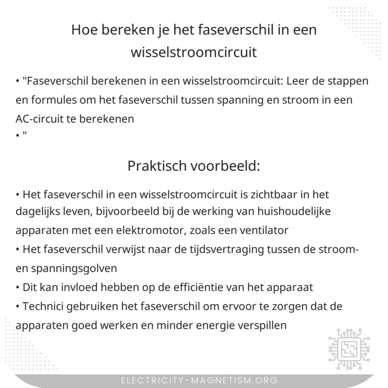 Hoe bereken je het faseverschil in een wisselstroomcircuit?