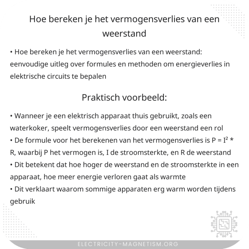 Hoe bereken je het vermogensverlies van een weerstand?