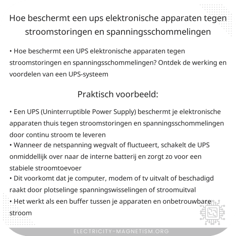 Hoe beschermt een UPS elektronische apparaten tegen stroomstoringen en spanningsschommelingen?