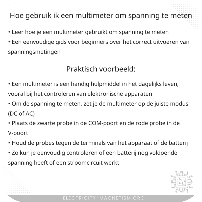 Hoe gebruik ik een multimeter om spanning te meten?