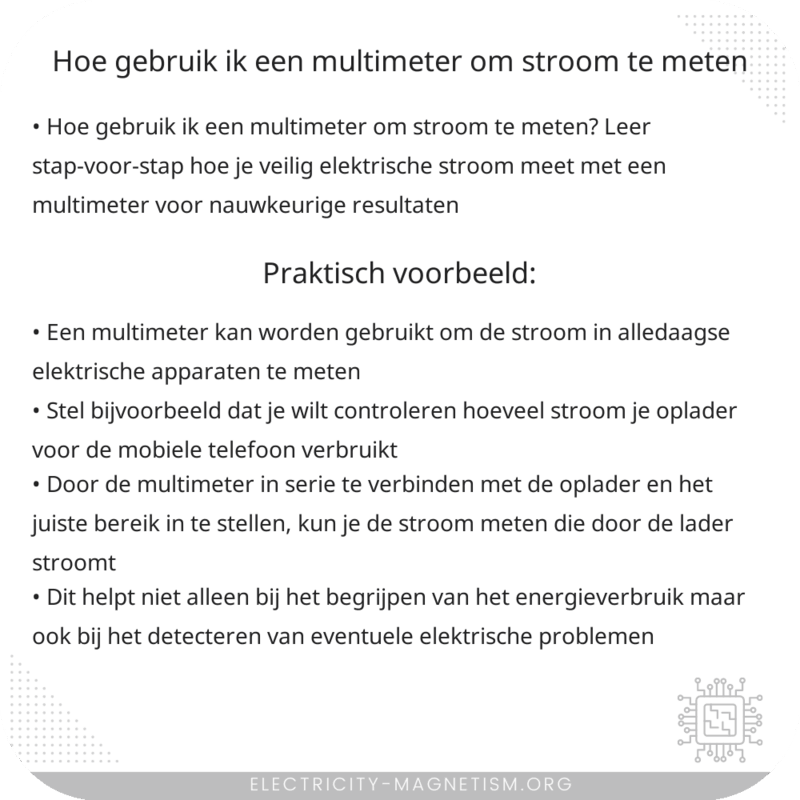 Hoe gebruik ik een multimeter om stroom te meten?
