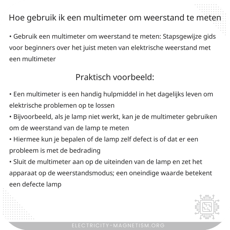 Hoe gebruik ik een multimeter om weerstand te meten?