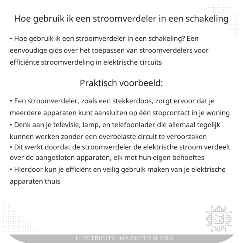 Hoe gebruik ik een stroomverdeler in een schakeling?