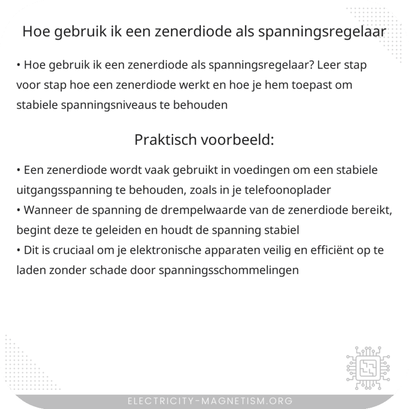 Hoe gebruik ik een zenerdiode als spanningsregelaar?