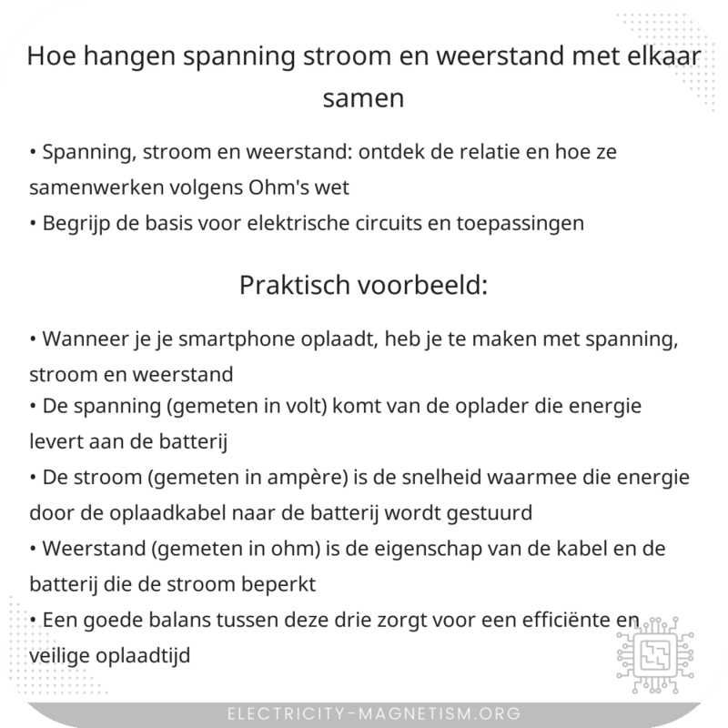 Hoe hangen spanning, stroom en weerstand met elkaar samen?