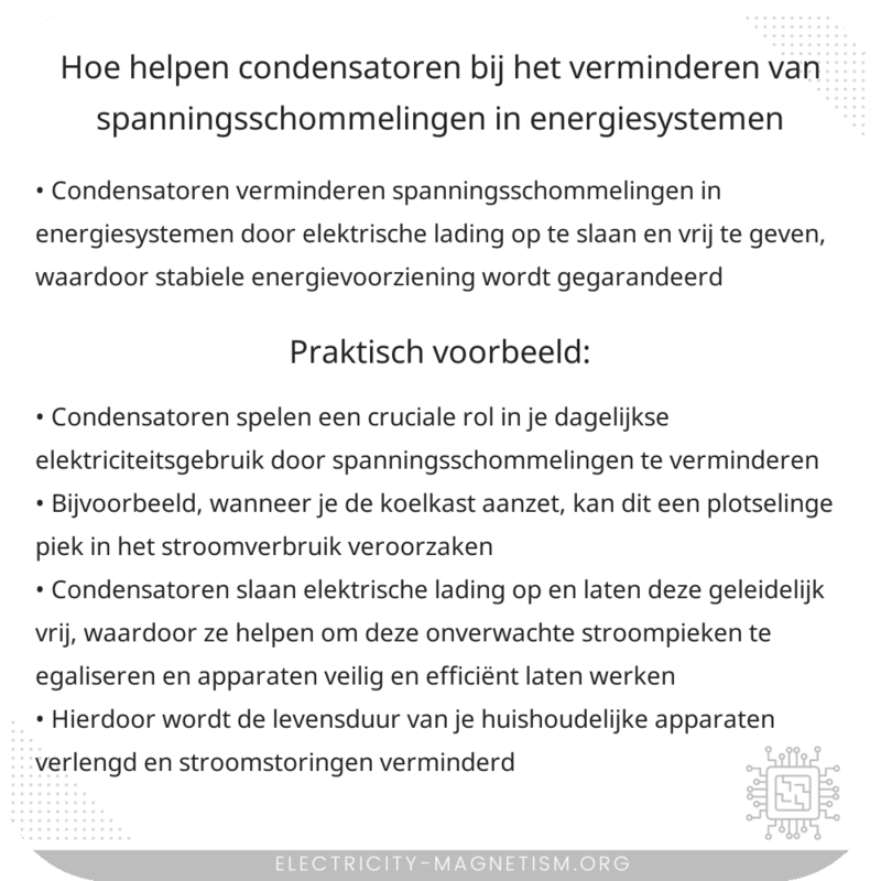 Hoe helpen condensatoren bij het verminderen van spanningsschommelingen in energiesystemen?