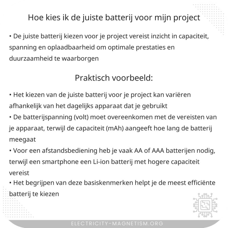 Hoe kies ik de juiste batterij voor mijn project?