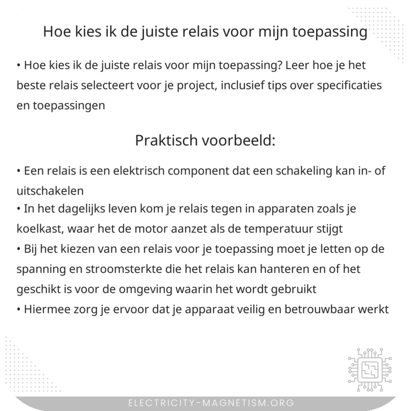Hoe kies ik de juiste relais voor mijn toepassing?