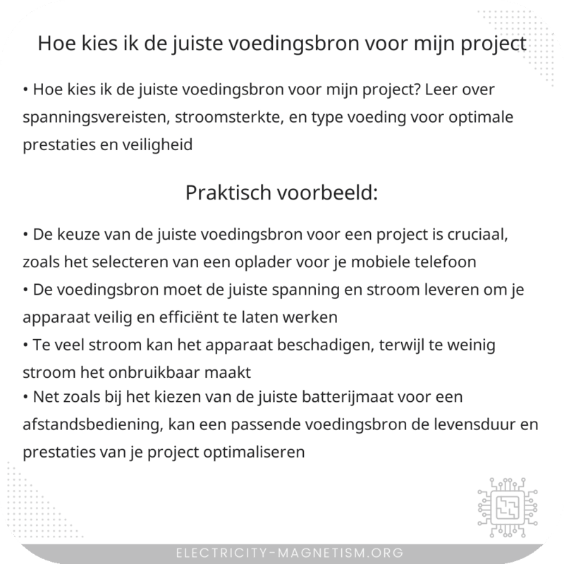 Hoe kies ik de juiste voedingsbron voor mijn project?