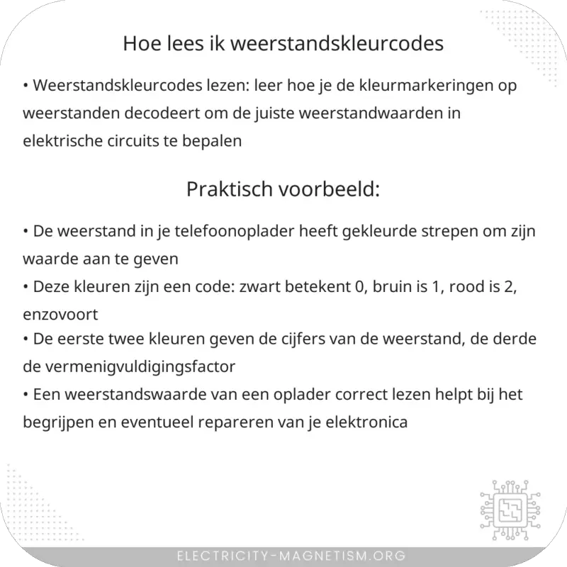 Hoe lees ik weerstandskleurcodes?