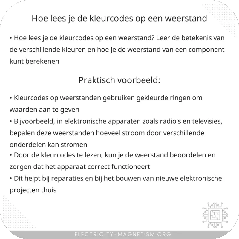 Hoe lees je de kleurcodes op een weerstand?