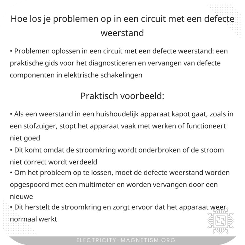 Hoe los je problemen op in een circuit met een defecte weerstand?