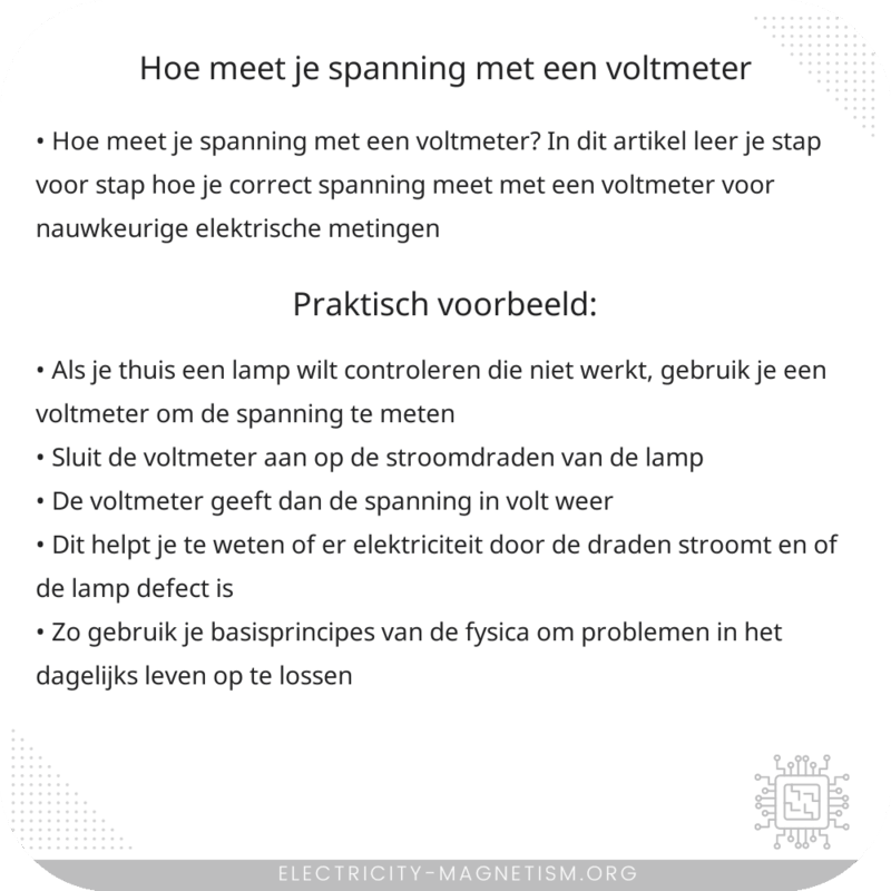 Hoe meet je spanning met een voltmeter?