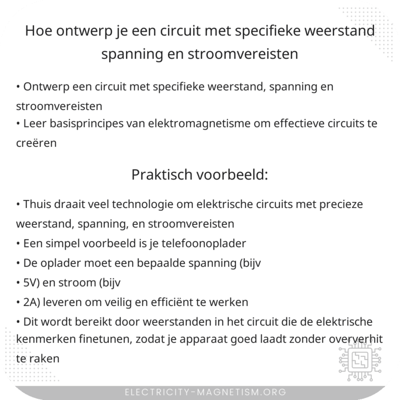 Hoe ontwerp je een circuit met specifieke weerstand, spanning en stroomvereisten?