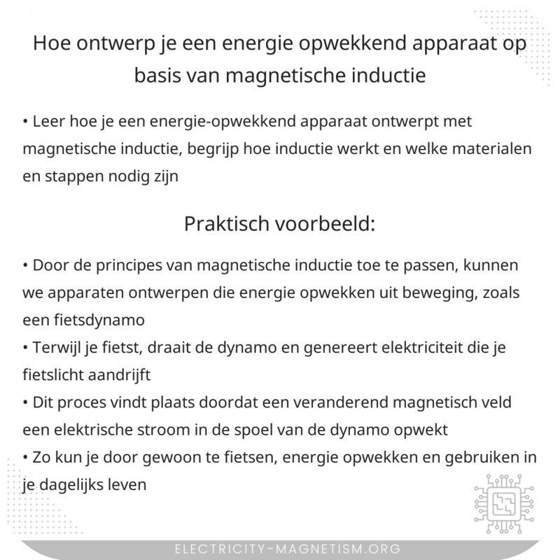Hoe ontwerp je een energie-opwekkend apparaat op basis van magnetische inductie?