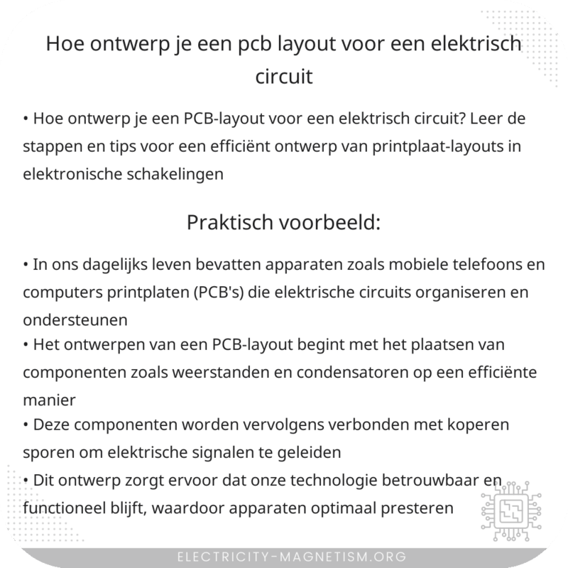 Hoe ontwerp je een PCB-layout voor een elektrisch circuit?