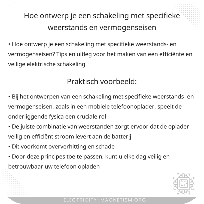 Hoe ontwerp je een schakeling met specifieke weerstands- en vermogenseisen?