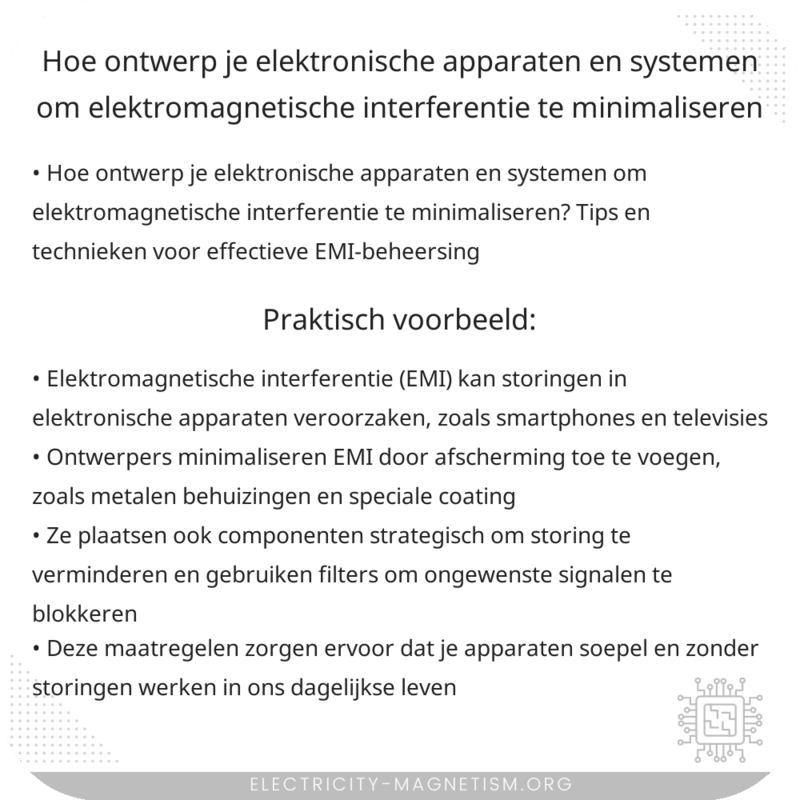 Hoe ontwerp je elektronische apparaten en systemen om elektromagnetische interferentie te minimaliseren?