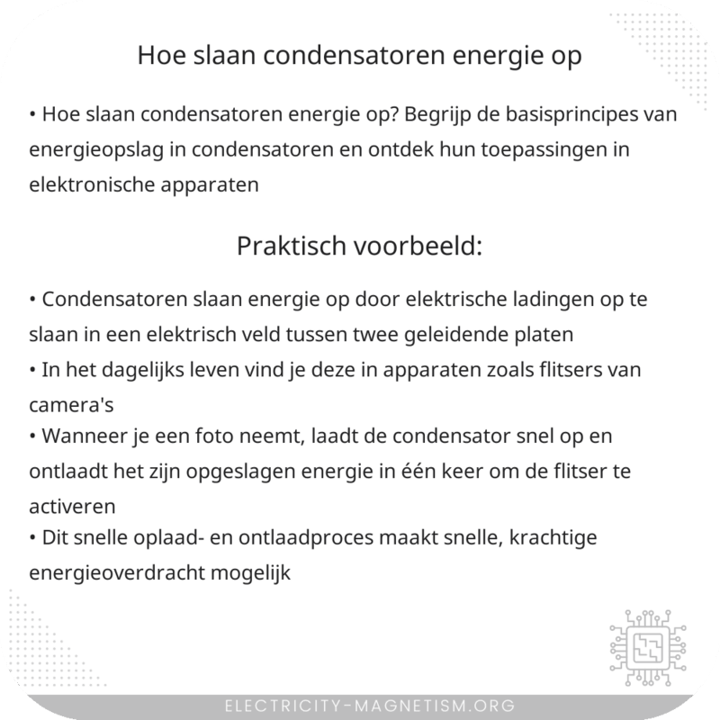 Hoe slaan condensatoren energie op?
