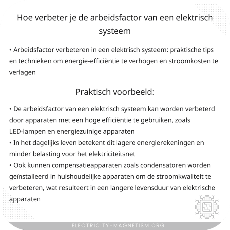 Hoe verbeter je de arbeidsfactor van een elektrisch systeem?