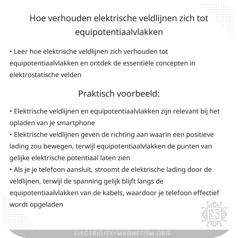 Hoe verhouden elektrische veldlijnen zich tot equipotentiaalvlakken?