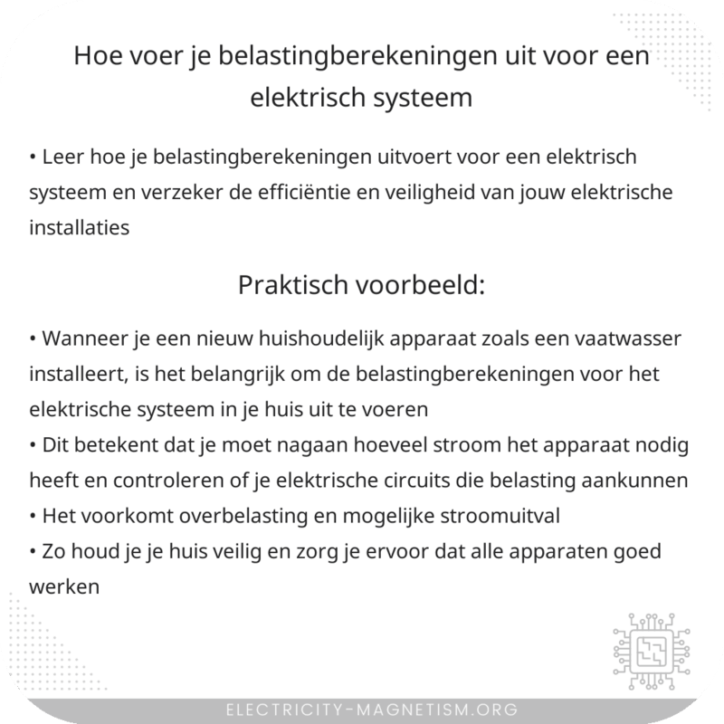 Hoe voer je belastingberekeningen uit voor een elektrisch systeem?