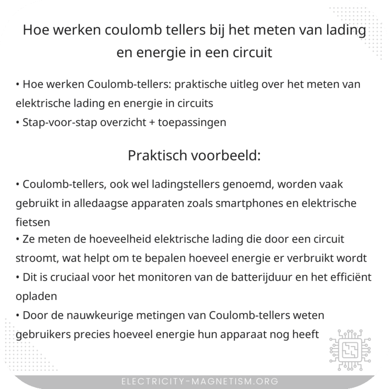 Hoe werken Coulomb-tellers bij het meten van lading en energie in een circuit?