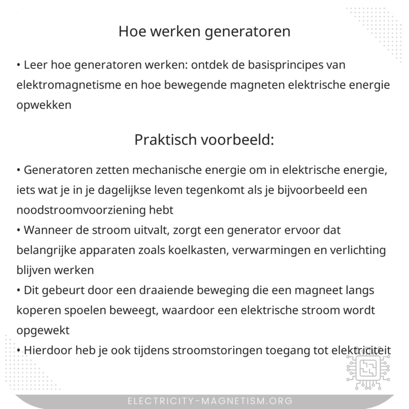 Hoe werken generatoren?