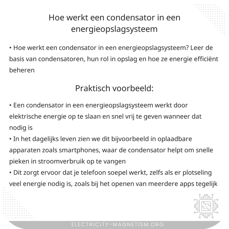 Hoe werkt een condensator in een energieopslagsysteem?