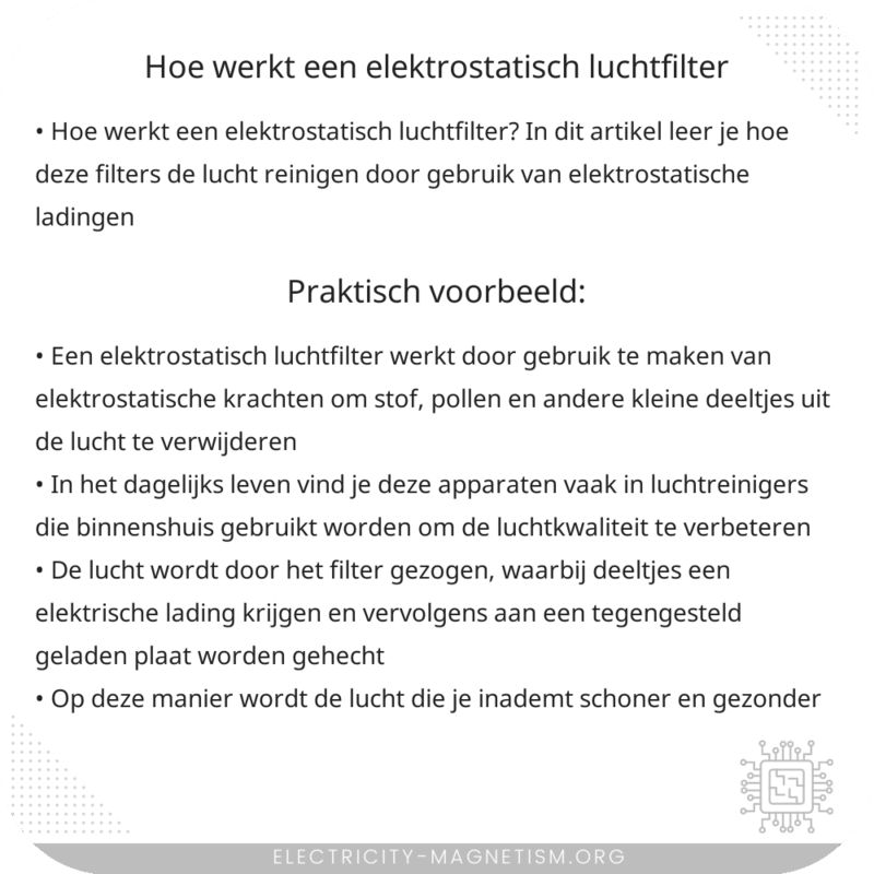 Hoe werkt een elektrostatisch luchtfilter?