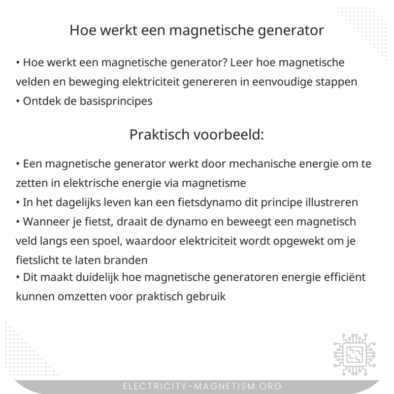 Hoe werkt een magnetische generator?
