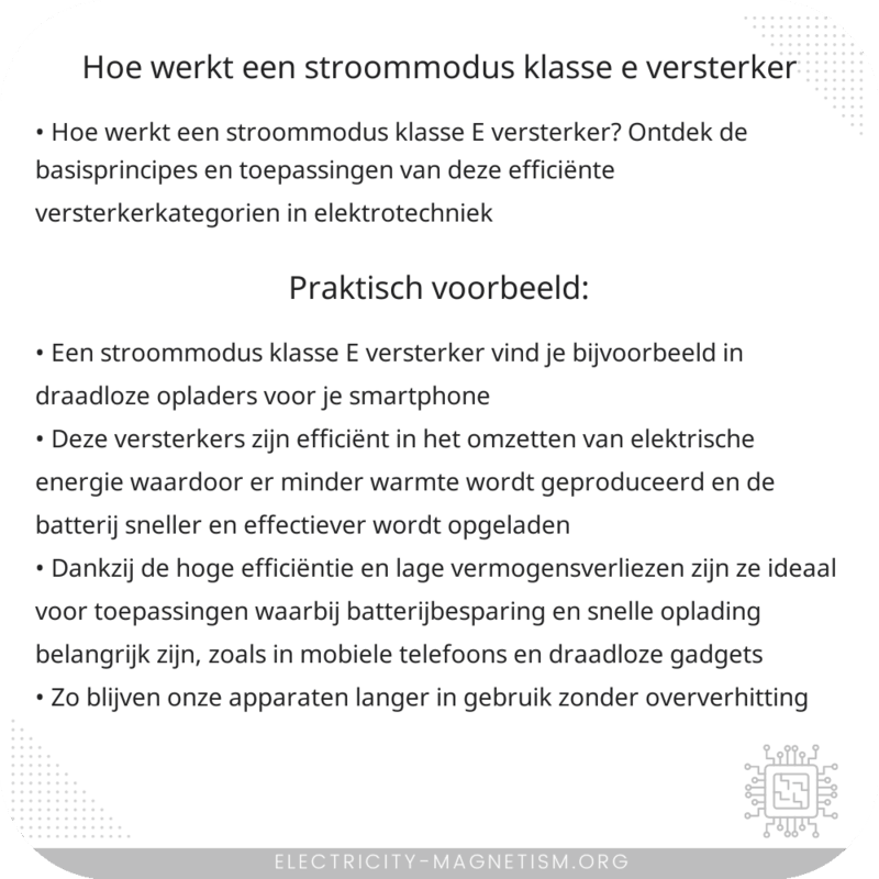 Hoe werkt een stroommodus klasse E versterker?