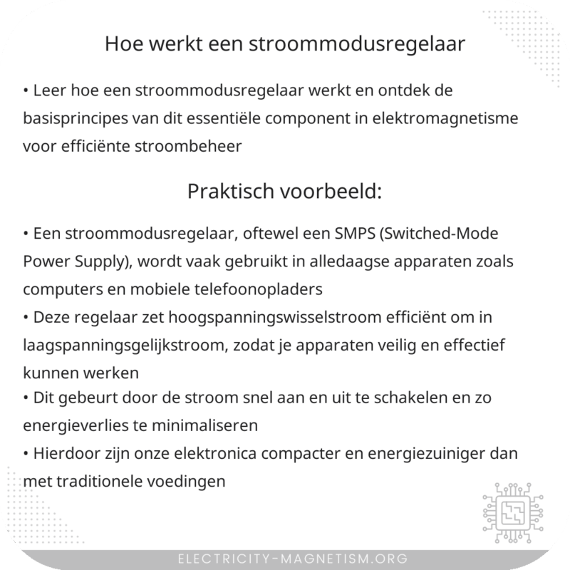 Hoe werkt een stroommodusregelaar?