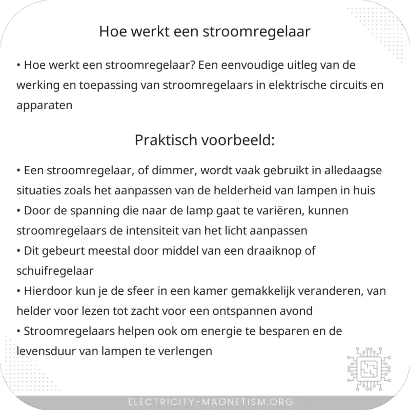Hoe werkt een stroomregelaar?