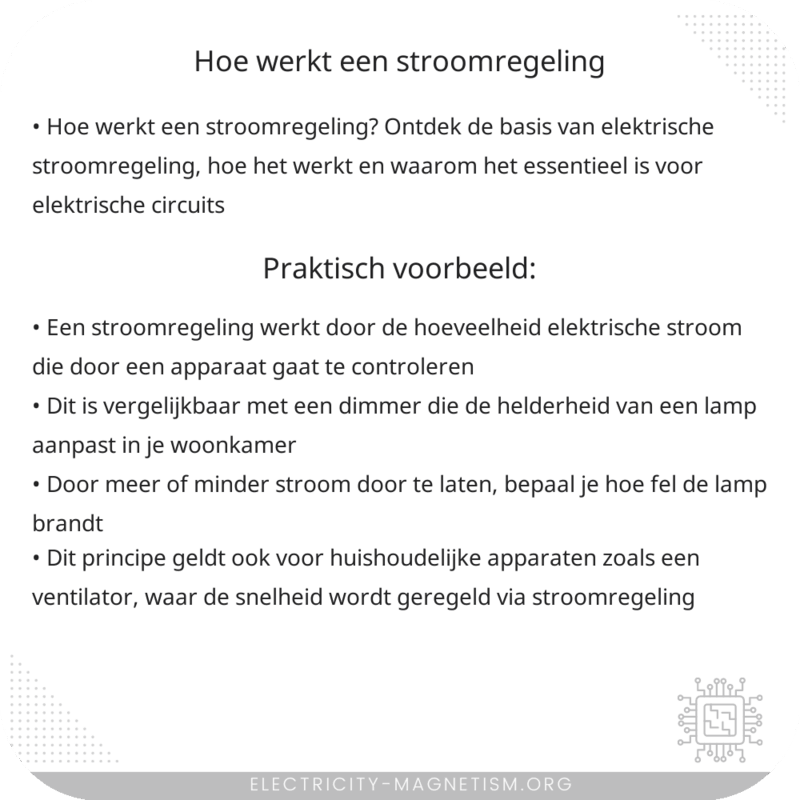 Hoe werkt een stroomregeling?