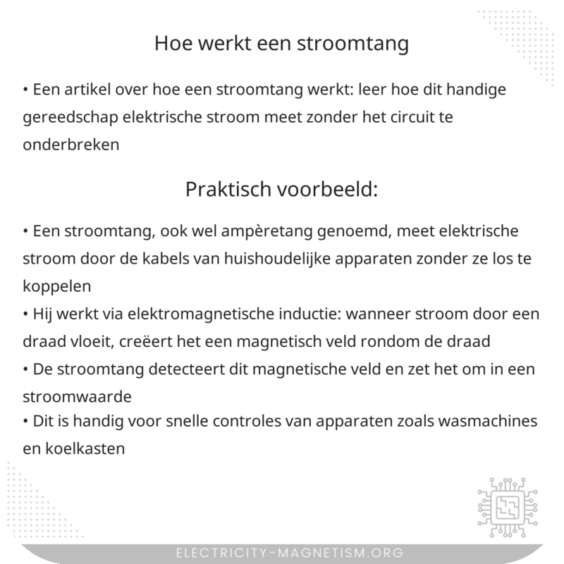 Hoe werkt een stroomtang?