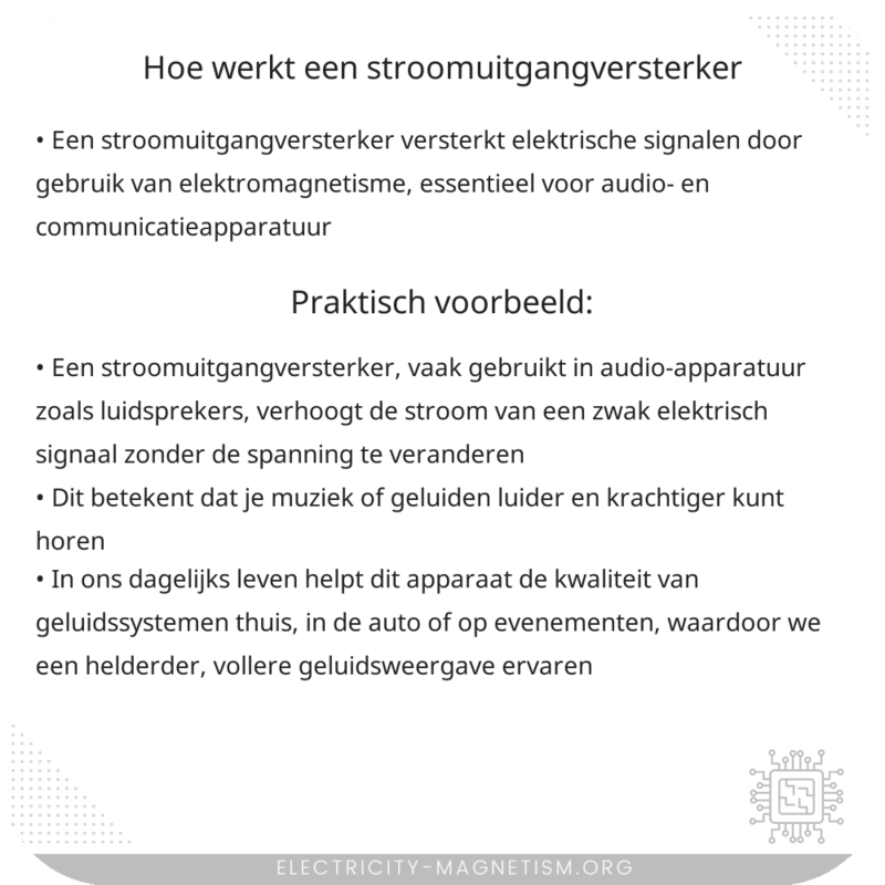 Hoe werkt een stroomuitgangversterker?