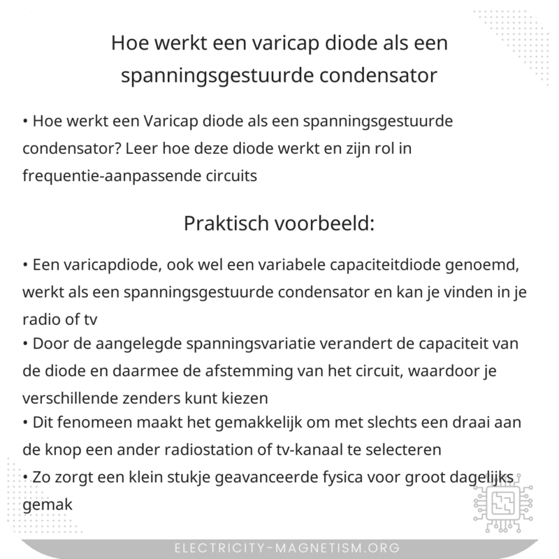 Hoe werkt een Varicap diode als een spanningsgestuurde condensator?