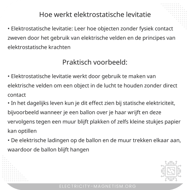 Hoe werkt elektrostatische levitatie?