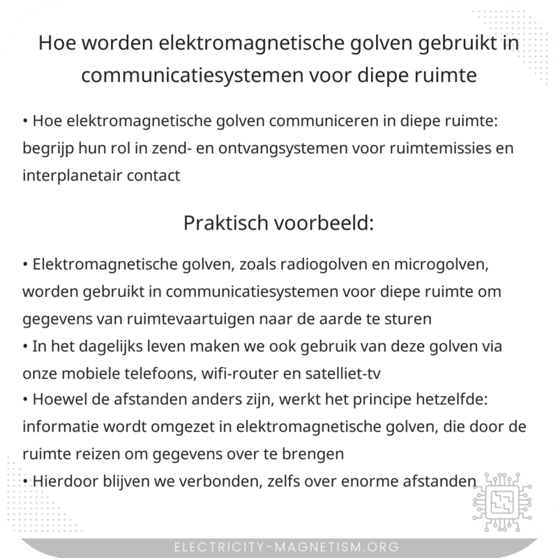 Hoe worden elektromagnetische golven gebruikt in communicatiesystemen voor diepe ruimte?