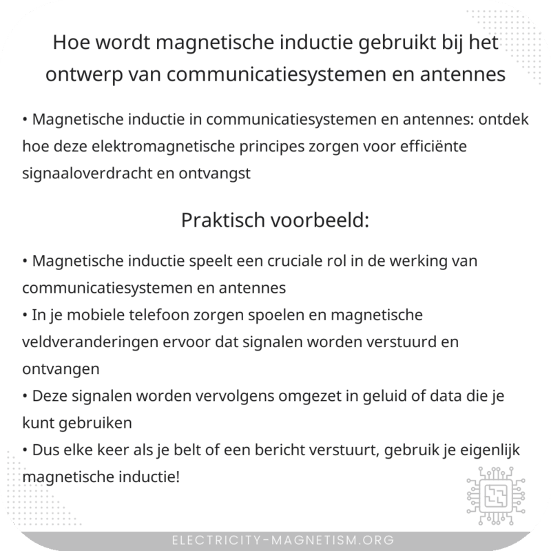 Hoe wordt magnetische inductie gebruikt bij het ontwerp van communicatiesystemen en antennes?