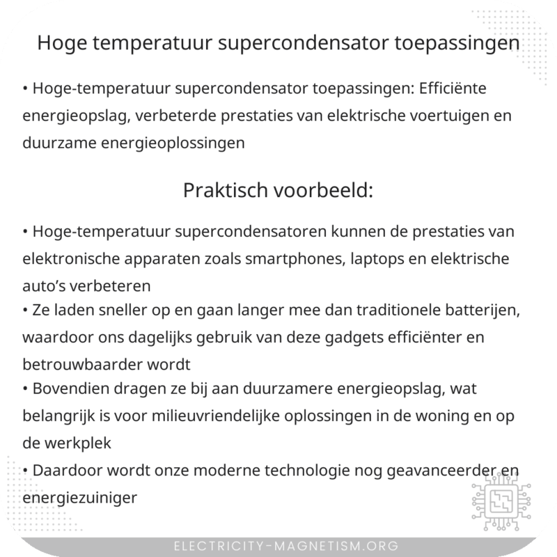 Hoge-temperatuur supercondensator: Toepassingen