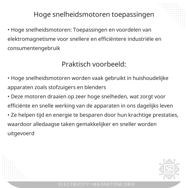 Hoge Snelheidsmotoren | Toepassingen