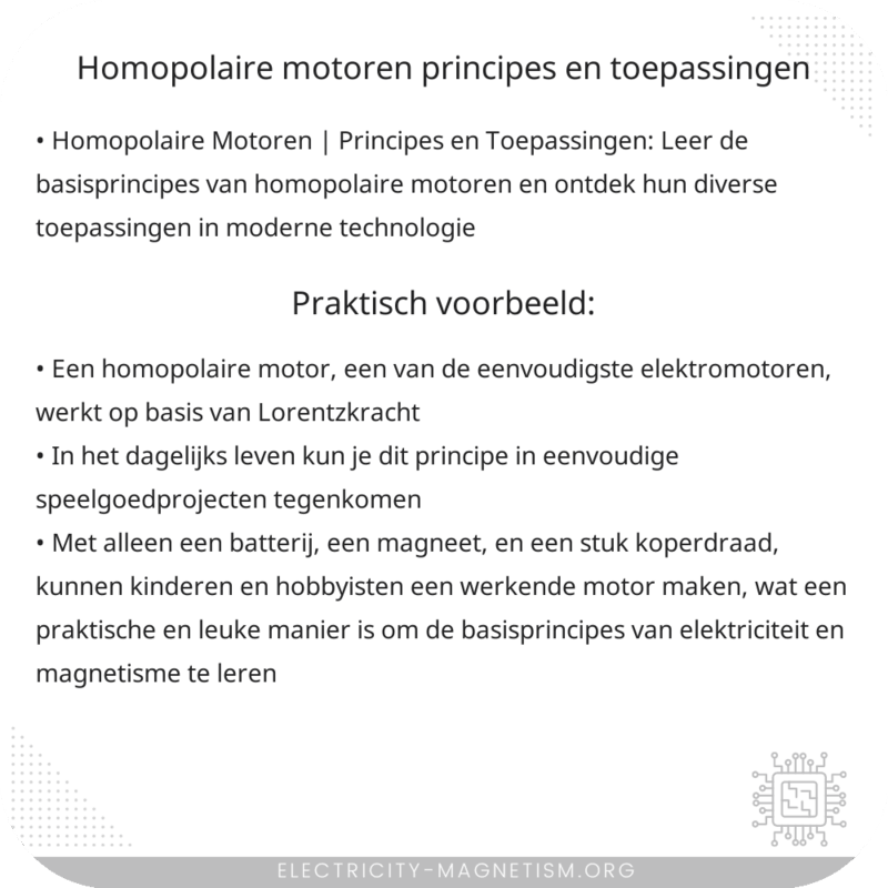 Homopolaire Motoren | Principes en Toepassingen