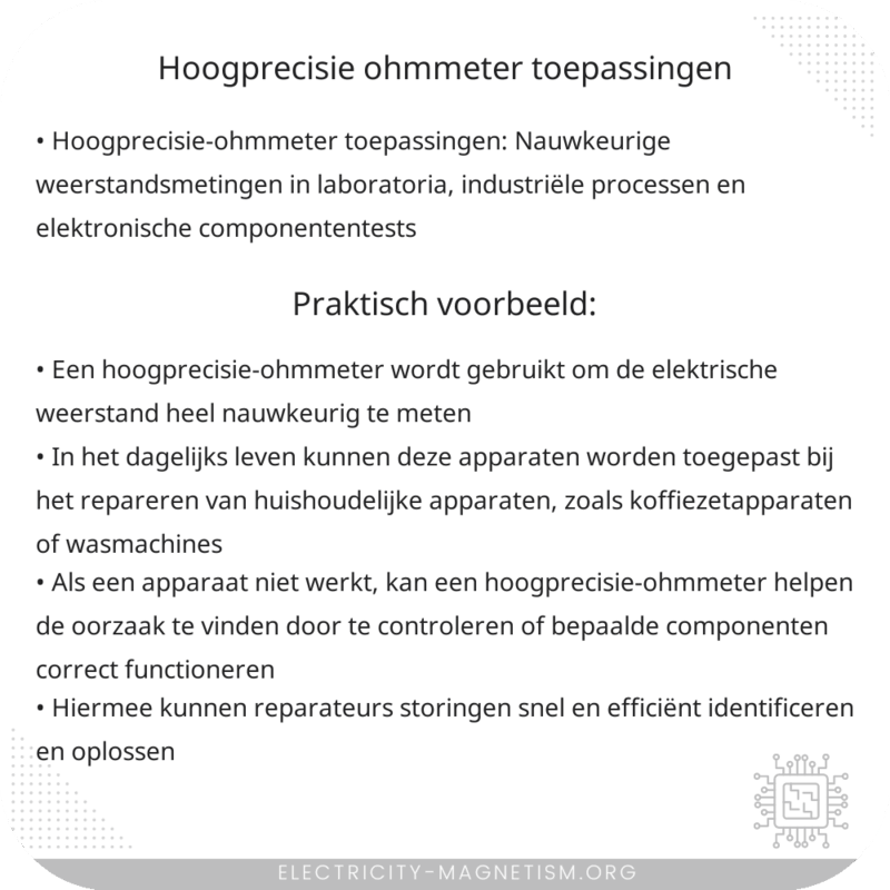 Hoogprecisie-ohmmeter | Toepassingen